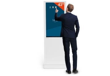 Digitální totem zátka s dotykovým displejem DKST-LED43, 43 in Zobrazení, Android 11, bílá, 610 mm x 450 mm x 1.787 mm, TecMaschin 