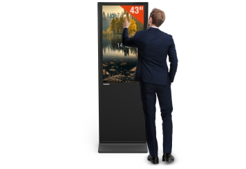 Digitální totem DKST-LED43 s dotykovým displejem, 43 in displejem, Android 13, černý, 610 mm x 450 mm x 1.787 mm, TecMaschin 