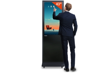 Mobilní digitální totem DKST-LED43 s dotykovým displejem, 43 in Displej, Android 13, černý, 610 mm x 450 mm x 1.877 mm, TecMaschin 