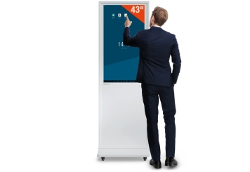 Mobilní digitální totem DKST-LED43 s dotykovým displejem, 43 in Displej, Android 11, bílá, 610 mm x 450 mm x 1.877 mm, TecMaschin 
