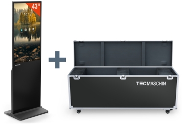 Digitální reklamní displej DKS-LED43 včetně přepravního boxu, 43 in displej, Android 13, černý, TecMaschin 