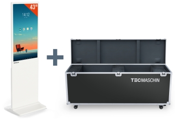 Digitální reklamní displej DKS-LED43 včetně přepravního boxu, bílá, 43 in Displej, Android 11, TecMaschin 
