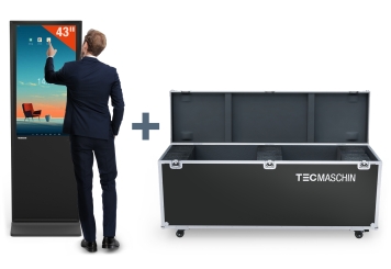Digitální totem DKST-LED43 s dotykovým displejem včetně přepravního boxu, černý, 43 in Displej, Android 13, TecMaschin 