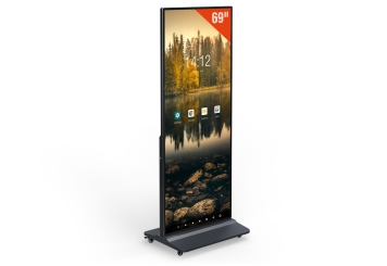 Mobilní digitální totem DKS-LED69, 69 in Display, Android 11, černý, 675 mm x 500 mm x 1.726 mm, TecMaschin 