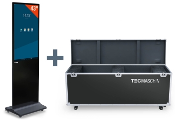 Mobilní digitální totem DKS-LED43 včetně přepravního boxu, černý, 43 in displej, Android 13, TecMaschin 