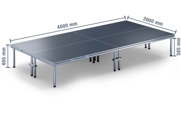 4 m x 2 m Mobilní pódium EBM850/2, 605 mm vysoký, 4 moduly, 850 kg max. zatížení 